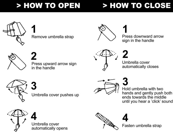 auto and close travel umbrella use instruction